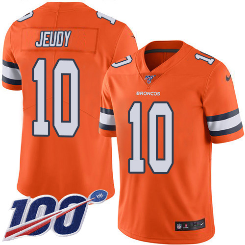 Nike Broncos #10 Jerry Jeudy Orange Youth Stitched NFL Limited Rush 100th Season Jersey